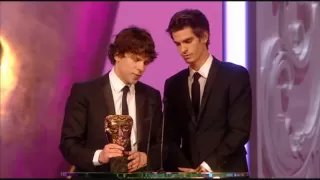 Jesse Eisenberg & Andrew Garfield accepting BAFTA Award for Director