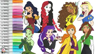 Disney Princess Makeover as DC Super Hero Girls Coloring Book Compilation Harley Quinn Supergirl