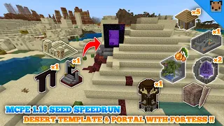 Minecraft pe 1.18 seed speedrun - Village / Desert temple & portal with Fortress / Stronghold