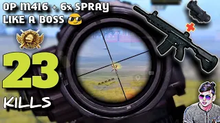 Op M416 + 6x spray like a boss 😎 ( 23 kills solo vs squad gameplay 💕🐓)