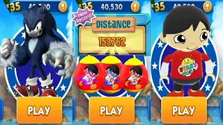 Tag with Ryan vs Sonic Dash - Combo Panda beats the Highscore vs Werehog - All Characters Unlocked