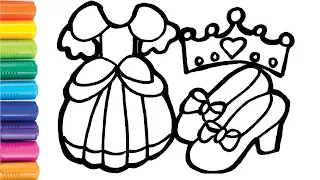 Let's Drawing and Coloring Dress, Crown, Shoes for Toddlers Basic Drawing for Children