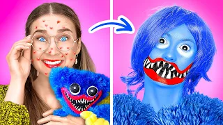 TRANSFORMACIONES EXTREMAS DE HALLOWEEN || ¡De nerd a HUGGY WUGGY! Disfraces y maquillaje por 123 GO!