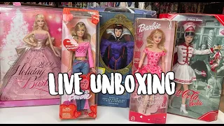 LIVE (archive): unboxing a bunch of older Barbie dolls (: