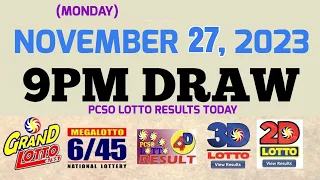 Lotto Result Today 9pm draw November 27, 2023 6/55 6/45 4D Swertres ez2 PCSO#lotto