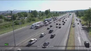 Multi-vehicle crash blocking all lanes of westbound I-90 near Havana Street #shorts