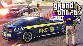 GTA 5 : MOD POLICIA : BLITZ POLICIAL COM A PRF! COLOCARAM FOGO NA MINHA VIATURA!