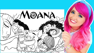 Coloring Moana and Maui, Pua & Te Ka Coloring Pages | Prismacolor Markers & Crayola Crayons