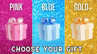 Choose your gift 🤩💝🤮 || 3 gift box challenge || Pink Blue Gold #giftboxchallenge #pickonekickone