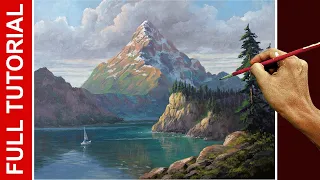 Tutorial : How to Paint Green Lake with Snow Mountain in Acrylics/ JMLisondra