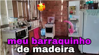 LIMPEI 🧽 MINHA COZINHA DE MADEIRA 💓 TEM GENTE QUE TEM PRECONCEITO, POR QUE MORRO EM UMA CASA ASSIM 🥹