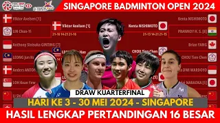 Hasil Lengkap 16 Besar Singapore Open 2024
