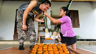 Picking Gac Fruit, making Sticky Rice, and pounding Banh Day together to sell - Pull the Power home