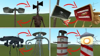 EVERYTHING TURNED INTO MONSTERS! - SIREN HEAD, MEGAHORN HEAD, LIGHTHOUSE, TRIPOD MONSTER in GMod!