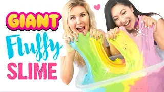 EASY DIY GIANT FLUFFY SLIME!!! Jumbo Rainbow Slime Recipe WITHOUT BORAX!