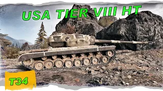 T34 USA Tier VIII HT | World of Tanks Replays | Defeat - Ace Tanker, 3 MoE