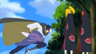 Sasuke vs Deidara and Tobi Eng Sub