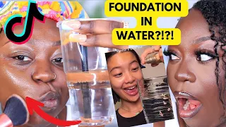 TESTING TIK TOK VIRAL FOUNDATION HACK....ADDING FOUNDATION TO WATER FOR FLAWLESS FINISH?!?! Gimmick?