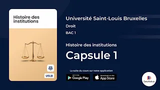 USLB - Droit - BAC 1 | Histoire des institutions - Capsule 1