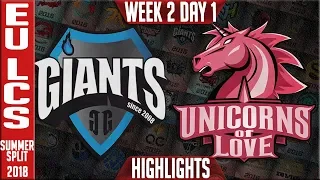 GIA vs UOL Highlights - EU LCS Summer Split 2018 Week 2 Day 1 - Giants vs Unicorns of Love