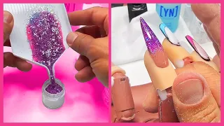 YN NAIL SCHOOL - Learning How To Sculpt with Glitter Acrylic | Nail Hack For Beginners