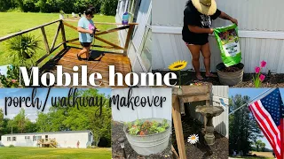 Single Wide Mobile home front porch/walkway makeover 2022