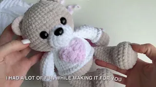 Crochet BEAR 10" with Heart / Part 3 / Video TUTORIAL