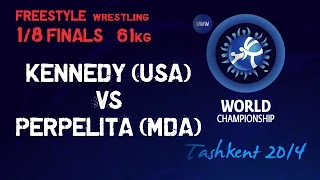 1/8 Finals - Freestyle Wrestling 61 kg - J KENNEDY (USA) vs A PERPELITA (MDA) - Tashkent 2014