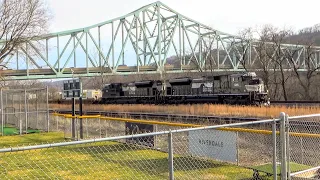 HOWLING SD70ACe Duo Slowly Pulls Westbound Intermodal through Sewickley, PA - 2/17/2020