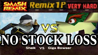 Smash Remix - Classic Mode Remix 1P Gameplay with Sheik (VERY HARD) No Stock Loss