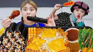 SPICY TTEOKBOKKI ASMR MUKBANG & Cheese Fire Spicy Noodle FRIED CHICKEN EATING by HIU 하이유