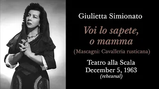 Giulietta Simionato - Voi lo sapete, o mamma Dec 5, 1963 (rehearsal) Cavalleria rusticana IT/EN text