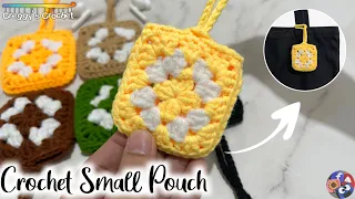 CROCHET “Granny Square” Small Pouch | Tutorial