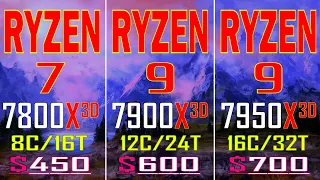 RYYZEN 7 7800X3D vs RYYZEN 9 7900X3D vs RYYZEN 9 7950X3D