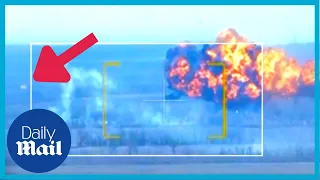 Moment Russian SU-25 jet is shot down by Ukrainian troops - pilot ejects just before fireball