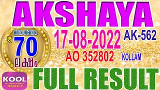 KERALA LOTTERY RESULT|FULL RESULT|akshaya bhagyakuri ak562|Kerala Lottery Result Today|todaylive