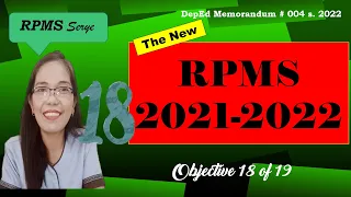 RPMS 2021-2022 Objective 18 with complete explanation and actual MOVs | Teacher Racky