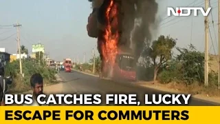 Dramatic Video Of Telangana Bus That Caught Fire. All Passengers Escaped