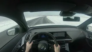 Mercedes EQC 400 4MATIC POV driving through a snow storm in Iceland part 1