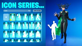 ALL ICON SERIES DANCE & EMOTES IN FORTNITE! (HELA ODINSDOTTIR)