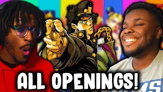 We Reacted To JoJo's Bizarre Adventure All Openings For The First Time And...