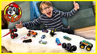 SNOW INSIDE OUR HOUSE 🌨 MONSTER TRUCKS VS RACE CARS! (LONGEST DOWNHILL RACE)