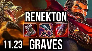 RENEKTON vs GRAVES (TOP) | 3/1/5, Rank 14 Renekton | KR Challenger | 11.23