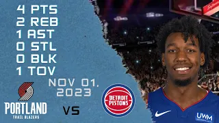 James Wiseman player Highlights PISTONS vs BLAZERS NBA Regular season game 01-11-2023