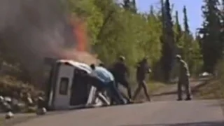 Man Trapped in Burning SUV Rescued by Strangers  [CAUGHT ON TAPE]