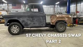 57 Chevy truck on Tahoe chassis swap part 2    Crazylegs Creations