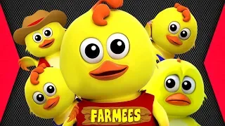 Farmees Indonesia | Lagu Anak | lima anak ayam kecil | 3d Nursery Rhymes | Five Little Chicks