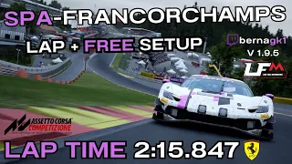 FERRARI 296 GT3 | SPA-FRANCORCHAMPS 2:15.847 | HOTLAP + FREE SETUP | ACC