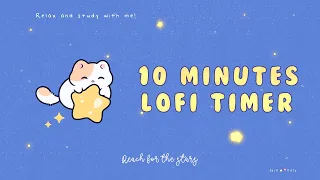 10 minutes - Relax & study with me Lofi | Space kitty #timer #10minutes   #10min #lofi