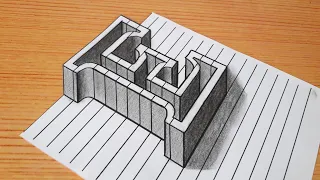 3d Drawing Letter E On Line Paper / How To Draw Capital Alphabet For Beginners / Easy Trick Art